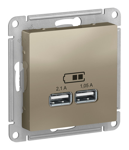 Розетка 2xUSB Schneider Electric ATLASDESIGN, шампань