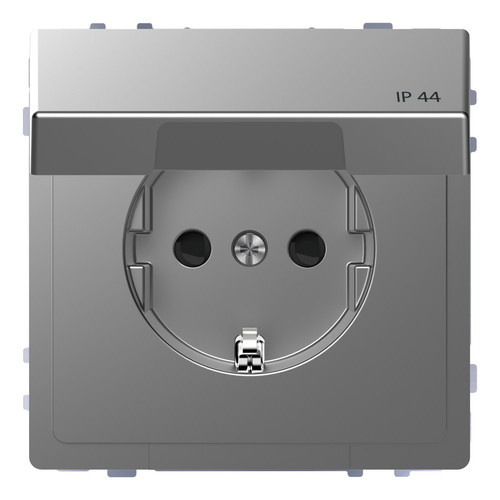 Розетка с крышкой IP44 Schneider Electric MERTEN D-LIFE, скрытый монтаж, с заземлением, с крышкой, нержавеющая сталь