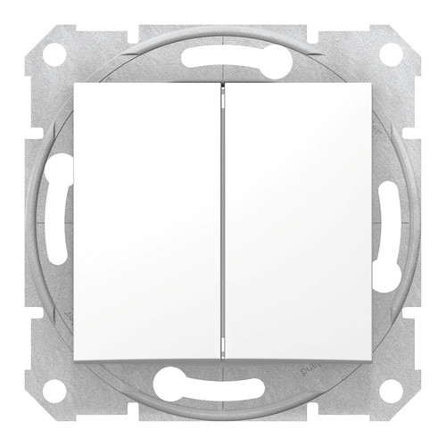 Переключатель 2-клавишный Schneider Electric SEDNA, скрытый монтаж, белый