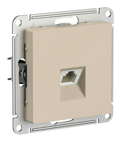 Розетка компьютерная RJ45 Cat.6 Systeme Electric ATLASDESIGN, скрытый монтаж, песочный, ATN001286