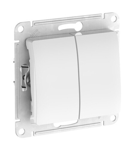 Выключатель 2-клавишный Systeme Electric GLOSSA, скрытый монтаж, быстрозажимные клеммы, белый