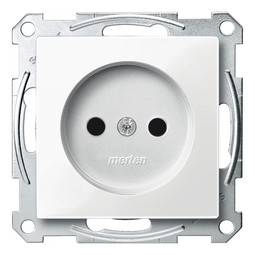 Розетка MERTEN SYSTEM M, скрытый монтаж, со шторками, белый, MTN2000-0319