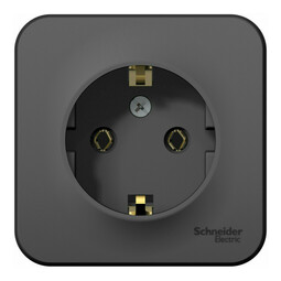 Розетка Systeme Electric BLANCA, открытый монтаж, с заземлением, антрацит, BLNRA010116