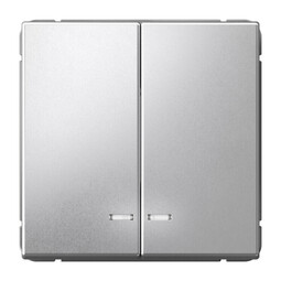 Systeme Electric ArtGallery Алюминий Выключатель 2-клавишный с подсветкой, сх.5а, 10АХ, механизм, быстрозажим. клем.